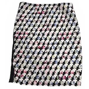 Stylish Multi-Color‎ Houndstooth Pencil Skirt WHBM Size 12